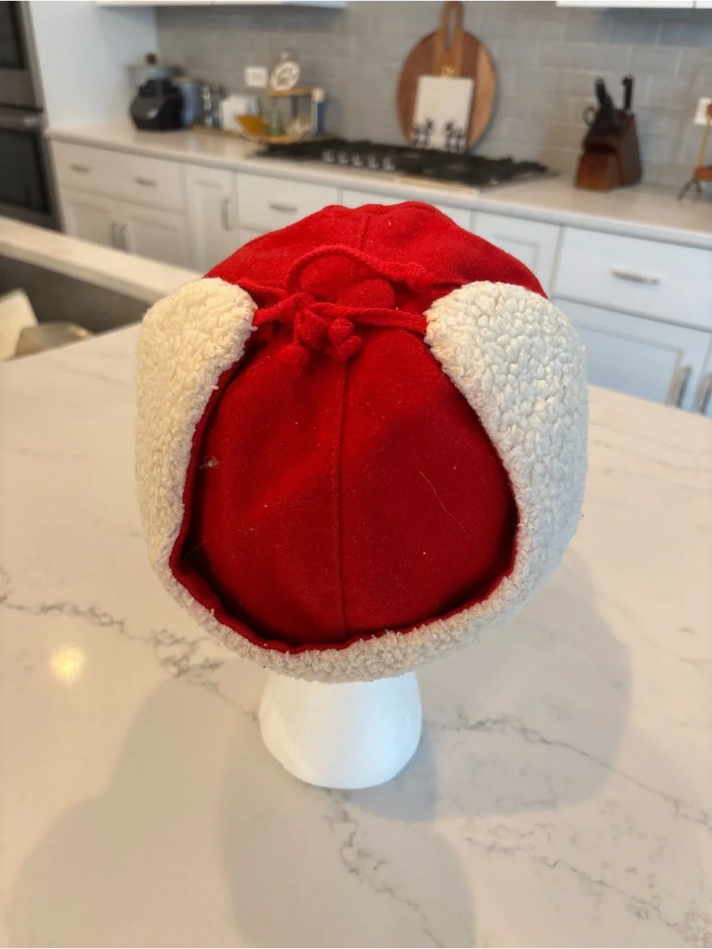 Vintage Red Sherpa-Lined Earflap Hat
